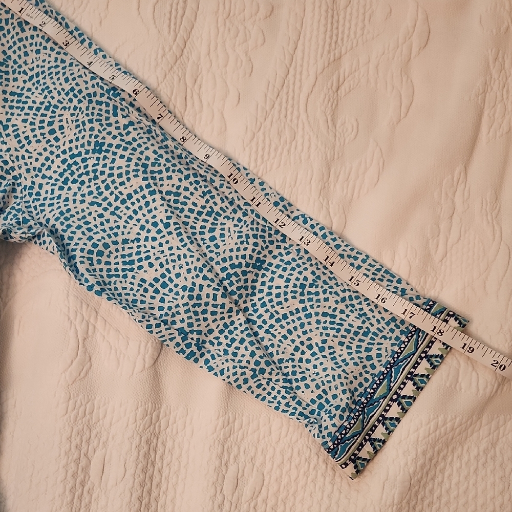 Foxcroft Turquoise and White Tunic Top - Picture 5 of 10